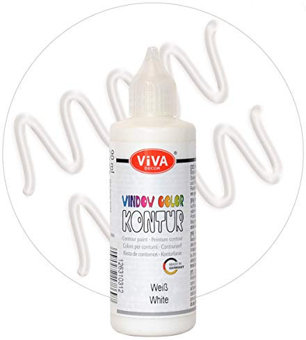 Viva Decor Window Color KONTUR (Weiß, 90 ml) Fenstermalfarben für wieder abziehbare Bilder und Sticker für Deko, Spiegel, Fliesen, Vasen und Fenster - Made in Germany