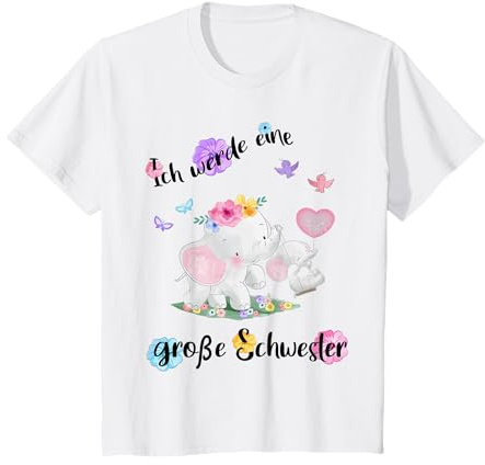 Nachwuchs verkünden Ich werde große Schwester 2027 Elefant T-Shirt