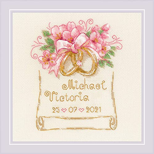 Riolis Kreuzstich Set Hochzeitsringe, Zählmuster, 15x15cm