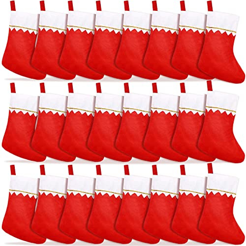 24 Pack Christmas Stockings Bulk 15 Inches Red Felt Xmas Stockings Holiday Big Santa Stockings for Fireplace Hanging Christmas Decorations