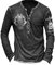 Mens Henley Shirts Vintage Distressed Tops Button Up Blouse Long Sleeve Casual Tee Shirts Gym Shirts L SDC19