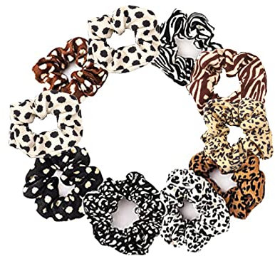 10 Stk Haargummi Scrunchie Leopard Haargummis Stoff Haargummi Scrunchies Haargummis Samt Elastische Haarbänder Bunte Pferdeschwanz-Haarschmuck für Mädchen und Frauen Durchmesser: 8cm/3.15inch