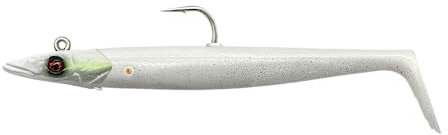 Savage Gear Sandeel V2-2 Gummifische + 1 Jigkopf, Größe/Gewicht/Farbe:18cm / 86g / White Pearl Silver UV