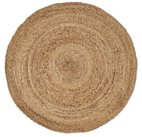LOLAhome Alfombra Redonda Trenzada de Yute Natural Doble Costura de 120 cm | Pieza artesanal, duradera y atemporal, perfecta para vestir suelos con personalidad aportando calidez y un frescor natural.
