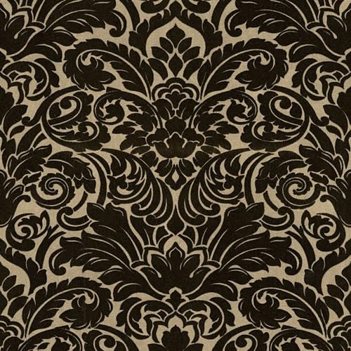 Baroque wallcovering Wall Profhome 335834-GU Non-Woven Wallpaper Slightly Textured Baroque Style matt Black 5.22 m2 (56 ft2)