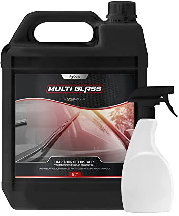 Limpia Cristales Coche Antivaho concentrado | Spray 1000ml | Garrafa 5 Litros | 3 en 1 - Limpia - Desengrasa - Abrillanta | Tecnologia Profesional para particulares (5 litros)