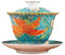 HonHeam Phoenix Weiß Porzellan Gaiwan, Chinesisch geprägter Drachen-Stil Weiß Ceamic Gaiwan, Kung Fu Teeschale Traditionelle Teetasse (Blue Phoenix)
