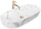 Rea Aufsatzwaschbecken CLEO 81 Shiny Marmo Badwaschbecken 810 x 410 x 135 mm, Keramik (Weiß, Marmorimitat)