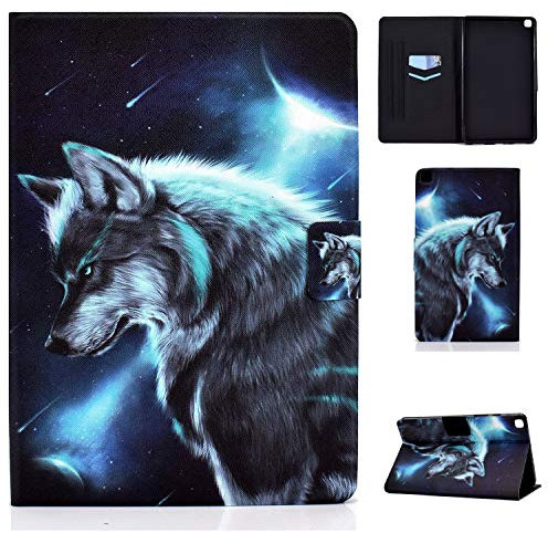 LSPCASA Samsung Tablet Funda Funda Galaxy Tab A7 Lite PU Material De Cuero Stand Folio Cover Protective Shell con Ranura para Tarjetas Funda Samsung Galaxy Tab A7 Lite Lobo