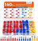 Gorffy Spade Connectors 160 Pcs, Auto Electrical Connectors 0.5-6.0mm², Insulated Wire Connectors Crimp, Assorted Male and Female Spade Connectors 12V, Fork & Ring Crimp Connectors