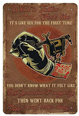 Blechschild mit Aufschrift What A Tattoo Feels Like, 30 x 20 cm, Vintage-Stil, Blechschild, Wanddekoration, Landküche, Zuhause, Garage, Dekoration