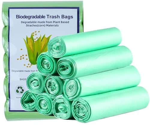 quancifang 45 sacs déchets organiques 50L, sacs poubelles pour bacs à compost, 3 rouleaux, 45 sacs poubelles alimentaires de cuisine, sacs biologiques et dégradables, sacs déchets organiques pour cui