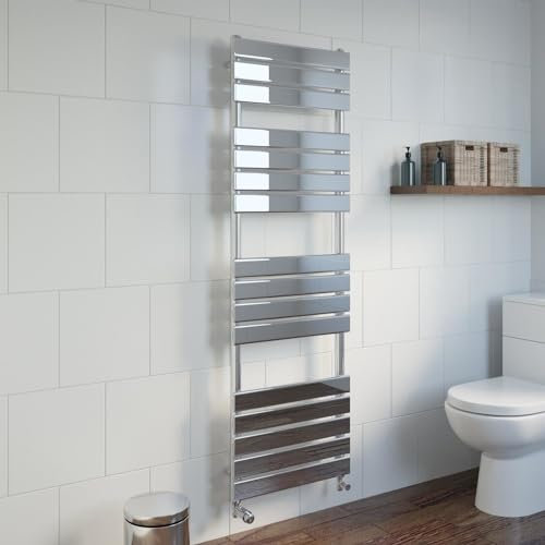 DuraTherm® 1600 x 500mm Flat Panel Heated Towel Rail Radiator Modern Central Heating Bathroom Warmer Wall Mounted Ladder Rad, Polished Chrome