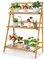 COSTWAY 3 Ebenen Pflanzenleiter klappbar, Pflanzenregal Bambus, Blumenregal Blumenleiter freistehend, Blumenständer für innen draußen, Blumentreppe Pflanzentreppe Leiterregal, Natur