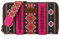 Wrangler Geldbörse für Damen, Western-Aztekenmuster, Clutch, Handgelenk, Geldbörse mit Kreditkartenfach, Knallpink (Hot Pink), Trendy