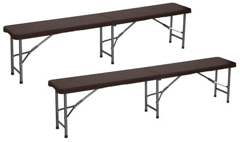 THINIA HOME Pack 2 Bancos Plegables Catering Efecto Ratán 180x30x43cm