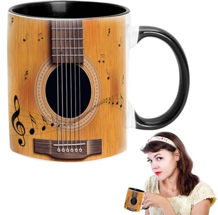 PHASZ Tasses à café sur le thème de la musique, tasses à thé et à café | Guitares Piano Violon 350 ml Tasse en céramique pour décoration de bureau, tasse à boire amusante, cadeau pour amateur de