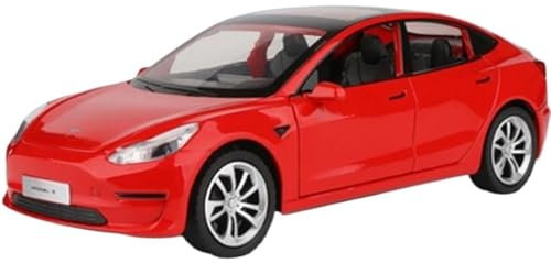 CUTSUGOK maßstabsgetreues Auto 1:24 für Tesla Model 3 Simulation Legierung Auto Modell Druckguss Metall Auto Modell mit Sound und Licht Modellfahrzeug zum Sammeln(C)