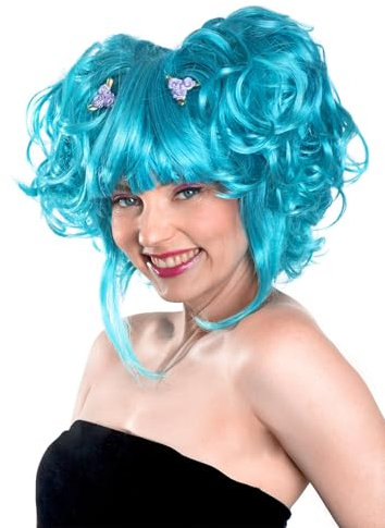 Manga blau Perücke - Kostüm-Zubehör Karneval, Halloween & Motto-Party