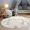 carpet city Kinderteppich Creme, Beige - 120x120 cm Rund - Tier-Motiv Katze, Herzen - Kurzflor Teppiche Kinderzimmer, Spielzimmer