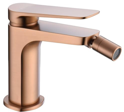 MICE - Grifo monomando para bidé hecho de latón - Grifo para wc apto para agua frio/caliente - Grifo higienico Color Oro Rosa Cepillado - BDN047-2ORC Serie Napoles