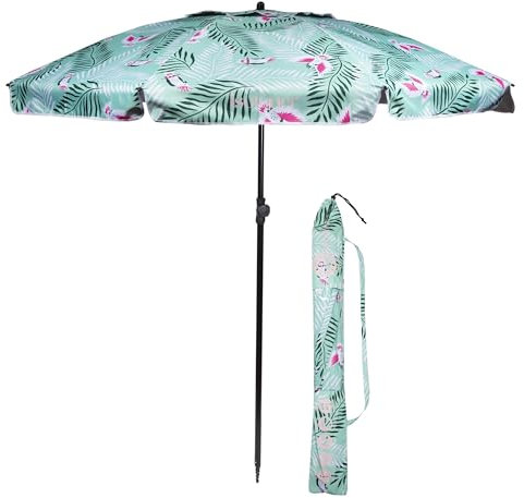 Isotoner Parasol de plage ultra résistant, structure anti vent, léger et anti uv upf50+