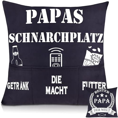 Shoppawhile Papa Geschenk Geburtstag Vatertag Bester Papa der Welt Kissenbezug 45 * 45cm Geschenke für Papa Weihnachten Vatertagsgeschenk Ideen Doppelseitige Zierkissenbezüge mit 3 Taschen