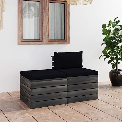 KTHLBRH Outdoor lounge Garten möbel draußen Balkon Tisch und stühle 2-tlg. Garten-Sofagarnitur aus Paletten mit Kissen Kiefernholz