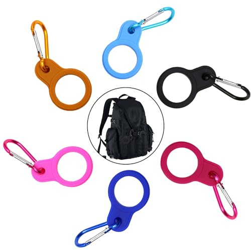 ZEACCT 6 Pezzi Fibbie per Bottiglie D'acqua in Silicone, Fibbie per Bottiglie Sicurezza Portatili, con Fibbie a Moschettone, Adatte per Viaggi, Escursioni E Attività All'aperto (6 Colori)