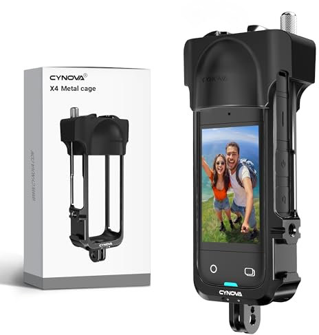 CYNOVA Insta 360 X4 Multifunktions-Rahmen für insta360 X4 Zubehör, Insta 360 X4 Schutzhülle mit Silikonlinsenabdeckung, 2 Kaltschuh, zusätzlicher Schutz, Montageflexibilität