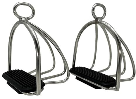 WANGZHAOKEJISM Sicherheitssteigbügel für Pferde, Edelstahl, Ausdauer, Flex-Ride, Käfig-Sicherheitssteigbügel, silberfarben