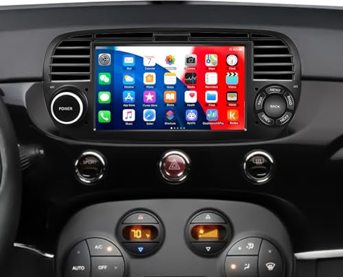 SIXWIN [1+32G]Android 13 Autoradio per Fiat 500 2007-2015,7 Pollici HD TouchScreen Schermo Navigatore con Mirror Link WiFi RDS FM USB Bluetooth Comandi al Volante-nero
