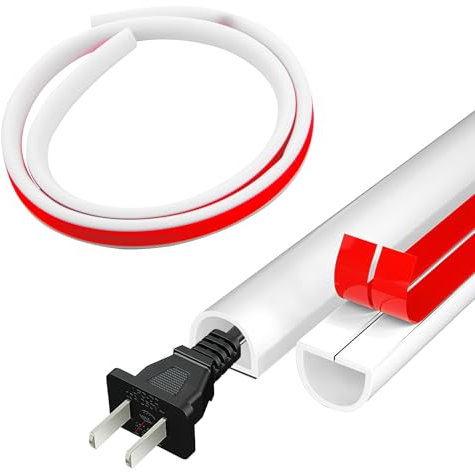 Trunking For Electric Cables White Half Round Wire Covers Self Adhesive Power Cable Protector Cable Duct To Hide 1 Wire Pvc Flexible Cord Hiders for Wall Floor 15mm×10mm - 1 Meter