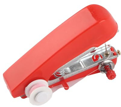 Mini Máquina de Coser Portátil de Mano, Puntada Manual, Compacta, Ligera, Esencial para Viajes, para Fijación Instantánea de Ropa, Hogar, Oficina, Coche, Viajes, Carretera, Rojo,