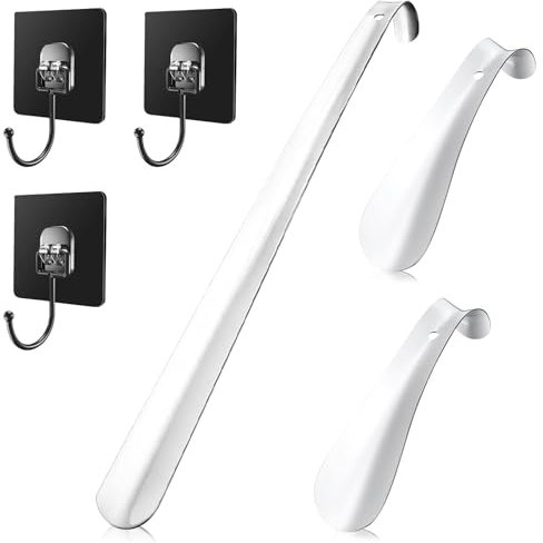 JJZGPP 3Pcs Chausse pied,Chausse-pied acier inoxydable(30cm & 15cm),avec Crochet Trou pour Toutes Tailles de Pieds,pour Enceintes, Personnes âgées