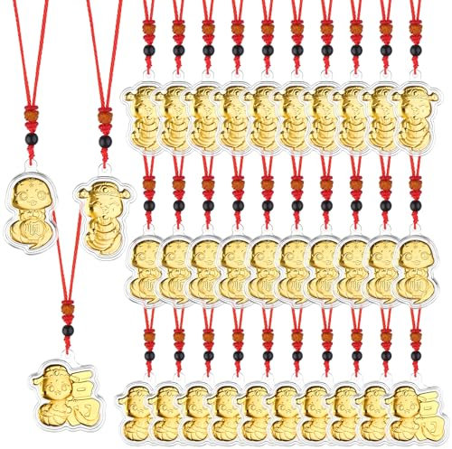 Lot de 30 pendentifs en forme de serpent doré 2025 pour le Nouvel An lunaire et le Nouvel An chinois - Décoration du zodiaque - Souvenir de bénédiction