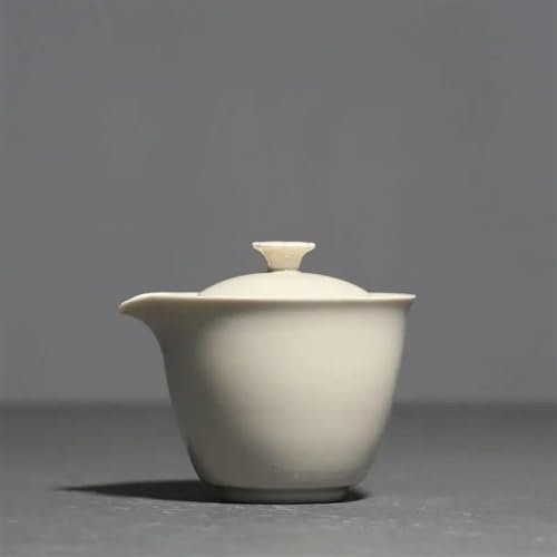 ABNNHK Teekannen-Set, Haushalts-Teekocher, Deckelschale, Cha Craft, Japanisches Teedeckel-Set, Teeterrine, 180 ml, Retro-Gras und Holz, graue Keramik, Gaiwan-Teesets mit Teekanne,