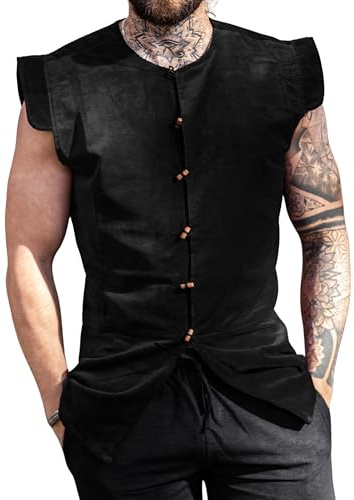 Leonardo Carbone® Herren Weste Samtwams Heinrich | Komfortabel | Stilvoll | Mittelalter | LARP | Kostüm | Gewandung | Historisch | Festival | Event | Baumwolle Schwarz S