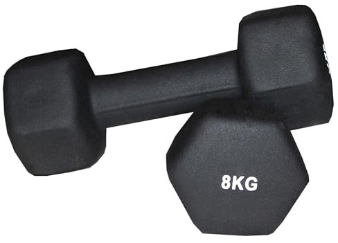 Lisaro Neopren Hantel | Profi Kurzhanteln 0,5-10 kg | Hexagon Hanteln - Fitness Gewichte für Frauen & Männer - Schweißresistent & Bodenfreundlich - Ideal für Home Gym & Studio (2x 8kg)