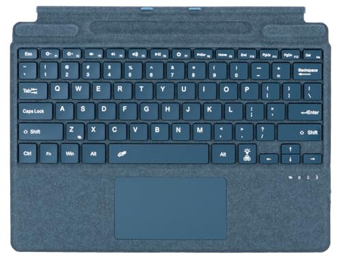 LYEAA Teclado Bluetooth retroiluminado de 7 colores para Surface Pro 8/9/X/10/11 con teclado de carga tipo C, funda de piel