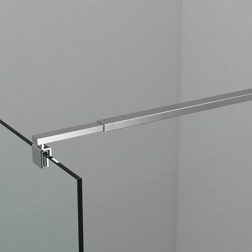 Stabilisierungsstange Feststab Teleskopstange einstellbar 73-123cm, verwendet für Duschwand Glaswand begehbare Stabilisierungsstange Glasstärke 8mm-10mm,Quadratischer Stützstab Silber