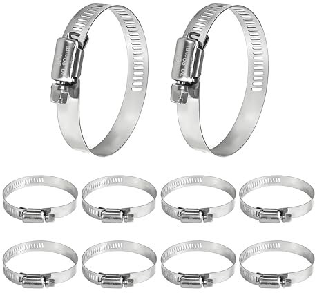 WEDEHE Lot de 5 colliers de serrage réglables en acier inoxydable 304, 70-89 mm, colliers de serrage pour piscine, étang et jardin