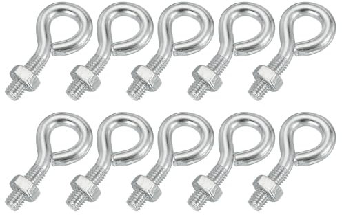 PATIKIL M6x20mm Ganci Ad Occhiello, 10 Pc Ganci Ad Occhiello In Acciaio Al Carbonio Con Dado Per Appendere O Fissare Cavi Argento