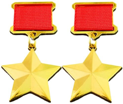 Hrippy 2 Stücke Sowjetunion Sozialistische Arbeit Held Medaille CCCP Russland Arbeit Gold Star Medaille Militär Abzeichen Medaille Sammlung Anstecknadeln