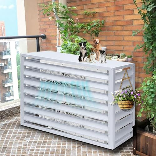 Pucaru Cubierta de Aluminio Cubierta de Aire Acondicionado Cubierta Exterior para Aire Acondicionado Minisplit, Soporte para Radiador(White,100 * 50 * 70cm)