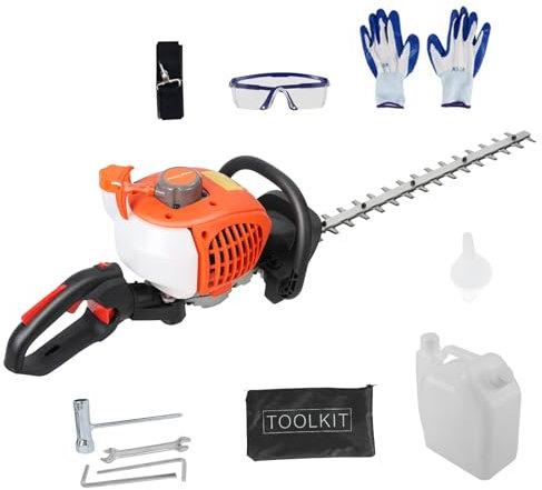 ohfruit [UK Fast Arrival 26cc Petrol Hedge Trimmers, 24'' 2-Stroke Cordless Hedge Trimmer with Dual Sided Serrated Blades, Handheld Petrol Strong Power Grass Trimmers, Suitable for Gardener etc. Ora