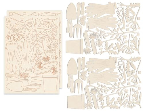 Polkadoodles Green Fingers 64 Piece chipboard Craft Embellishment Pack. Chipboard Wood Craft Set ‚Äì Wooden Blanks Shapes Craft kit to Decorate, PD8998-MDF
