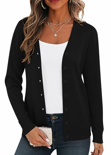 BEIGAI Cardigan leggero da donna a maniche lunghe con scollo a V Vintage Classico Cardigan con bottone