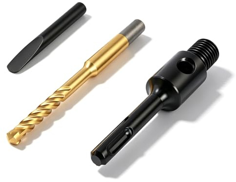 SDS-Plus Adapter M16 Aufnahmeschaft mit Zentrierbohrer & Auswurfkeil | Passgenauer M16 Adapter für Bohrkrone, Dosenbohrer & Steckdosenbohrer, Robustes Aufnahmeschaft Set für Bohrmaschine