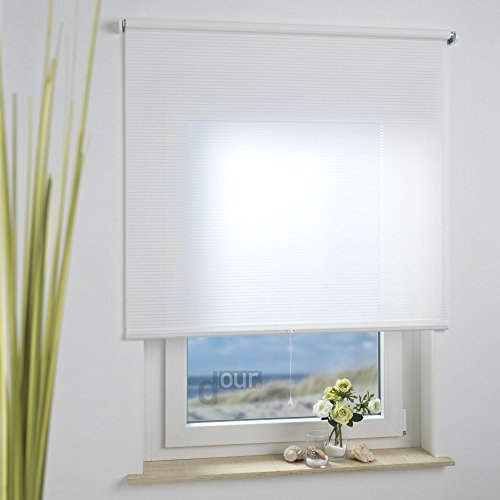 ourdeco® Rollo, Spring-, Schnapprollo/Stoffbreite: 168 x Auszugslänge: 180 cm Streifen weiß/Dekor, Tageslicht, lichtdurchlässig
